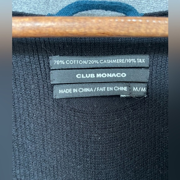 Mens Club  Monaco Cashmere Cotton Silk knit Cardigan Grey & Black M - Picture 4 of 9